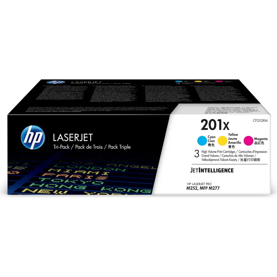 Toner kartric HP 201X 3-lü dəst yüksək tutumlu Cyan/Magenta/Yellow LaserJet (CF253XM)